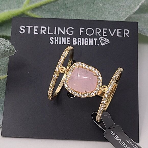 STERLING FOREVER Shine Bright Rose Quartz Ring Size 7 NWT - Picture 2 of 8